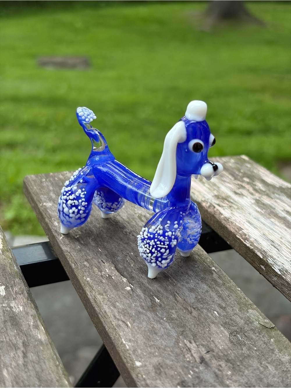 Vintage Colbolt Blue/White Poodle Blown Glass MCM (Designer) Murano
